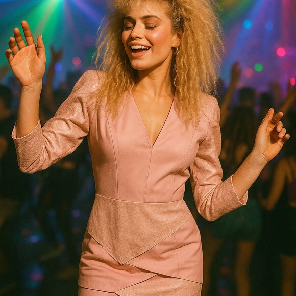NWT Vintage Cache Leather Mini Dress 6 Bandage Bodycon Pastel Party Cocktail 80s - Picture 1 of 12